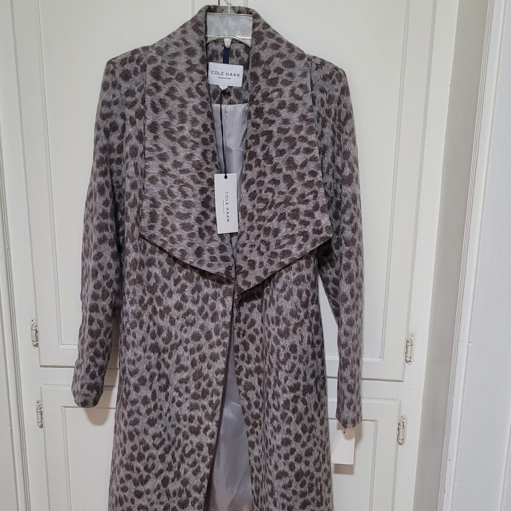 COLE HAAN SIGNATURE WOOL WRAP COAT, OVERSIZE COLLAR